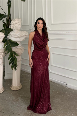 Berrak Payet İşleme Degaje Yaka Abiye 1089