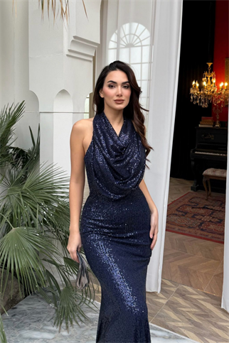 Berrak Payet İşleme Degaje Yaka Abiye 1089