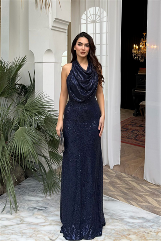 Berrak Payet İşleme Degaje Yaka Abiye 1089