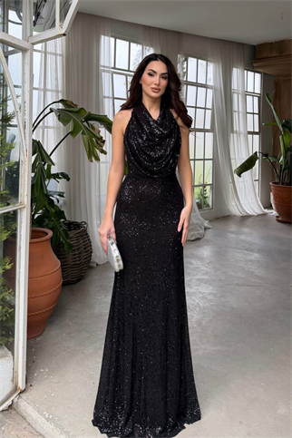 Berrak Payet İşleme Degaje Yaka Abiye 1089