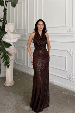 Berrak Payet İşleme Degaje Yaka Abiye 1089