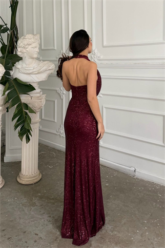 Berrak Payet İşleme Degaje Yaka Abiye 1089