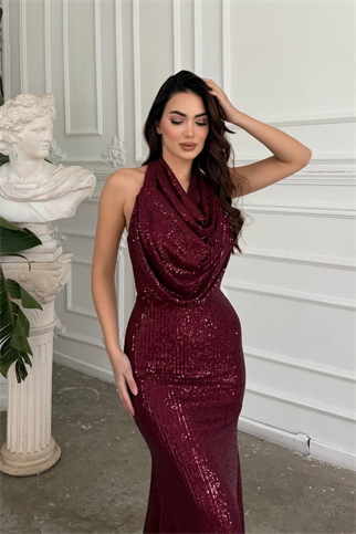 Berrak Payet İşleme Degaje Yaka Abiye 1089