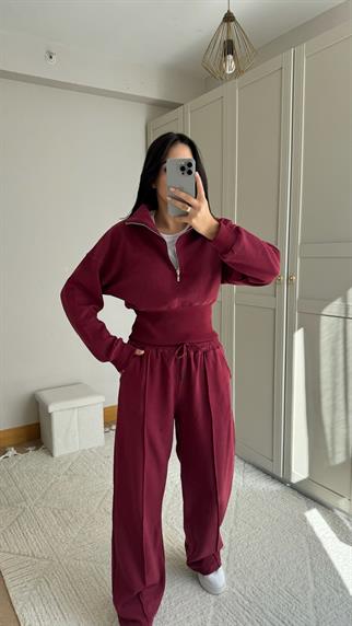 Bethany Polo Yaka Fermuarlı Takım 2619 BORDO