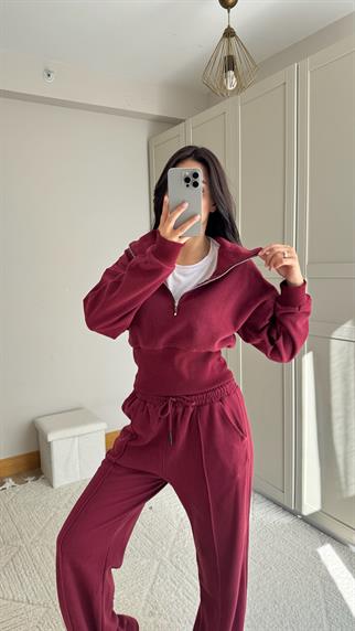 Bethany Polo Yaka Fermuarlı Takım 2619 BORDO