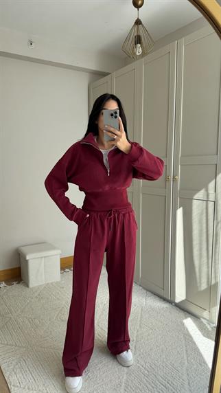 Bethany Polo Yaka Fermuarlı Takım 2619 BORDO