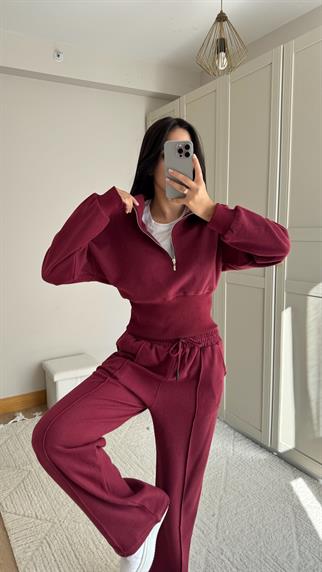 Bethany Polo Yaka Fermuarlı Takım 2619 BORDO