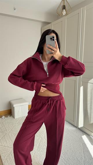 Bethany Polo Yaka Fermuarlı Takım 2619 BORDO