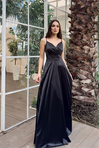 Bilica İp Askı Saten Abiye 582151 SİYAH