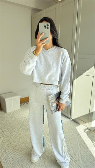 Brooklyn Jean Detay Bağcıklı Takım 2627 GRİ