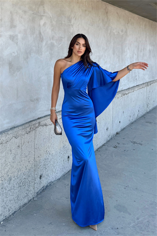 Camelia Tek Kol Saten Abiye 582922 SAKS MAVİSİ