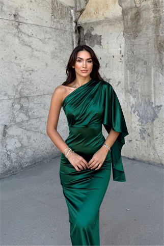 Camelia Tek Kol Saten Abiye 582922 ZÜMRÜT