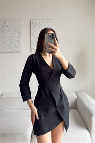 Candy Kemerli Elbise SİYAH