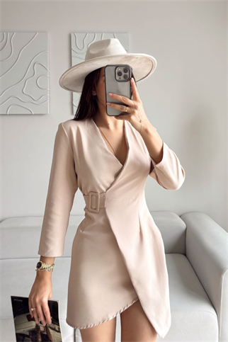 Candy Kemerli Elbise TAŞ RENGİ