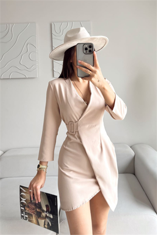 Candy Kemerli Elbise TAŞ RENGİ