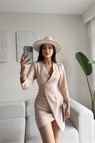 Candy Kemerli Elbise TAŞ RENGİ