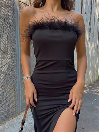 Darell Otriş Detay Elbise 582408 SİYAH