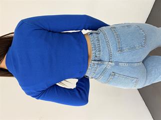 Dik Yaka Kaşkorse Crop 1206 SAKS MAVİSİ