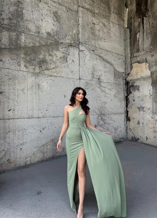 Diva Kuyruklu Yırtmaçlı Abiye 582475 MİNT YEŞİLİ 