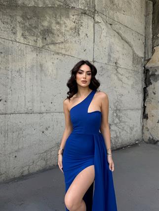 Diva Kuyruklu Yırtmaçlı Abiye 582475 SAKS MAVİSİ