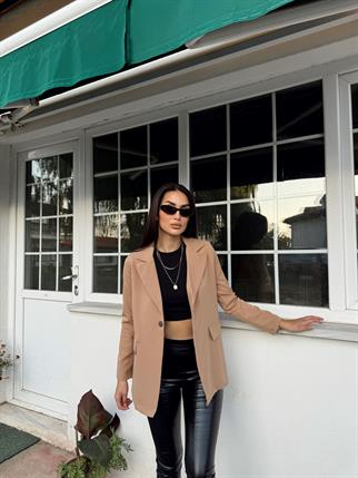 Dökümlü Slim Fit Kruvaze Blazer Ceket 3236 TABA