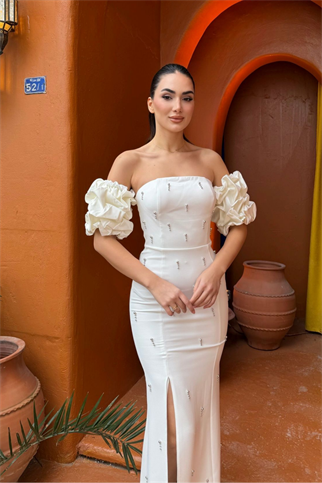 Duru Balon Kol Boncuklu Abiye 9377