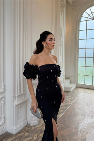 Duru Balon Kol Boncuklu Abiye 9377