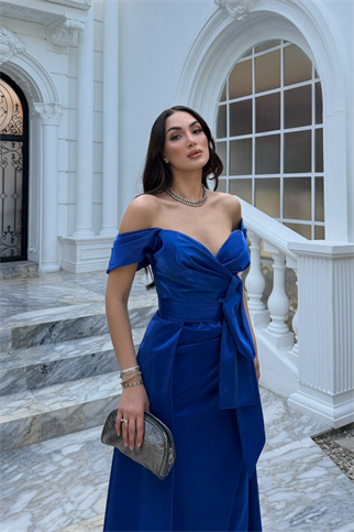 Ela Kayık Yaka Tasarım Abiye 1029