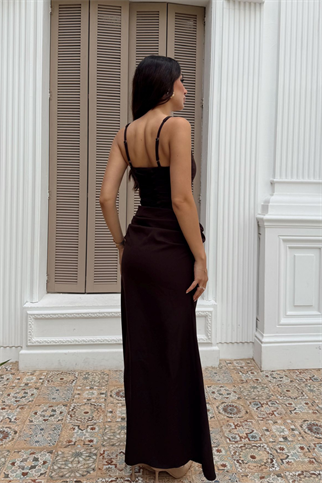 Elinda Askılı Sırt Bağcık Detay Midi Elbise 221813