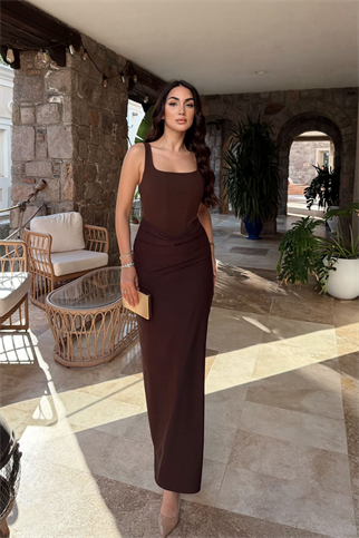 Elinda Askılı Sırt Bağcık Detay Midi Elbise 221813