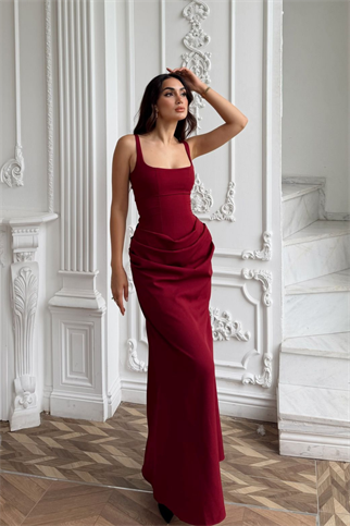 Elinda Askılı Sırt Bağcık Detay Midi Elbise 221813
