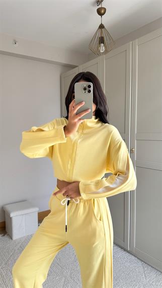 Elvis Likralı Paça Şeritli Takım 2613 SARI