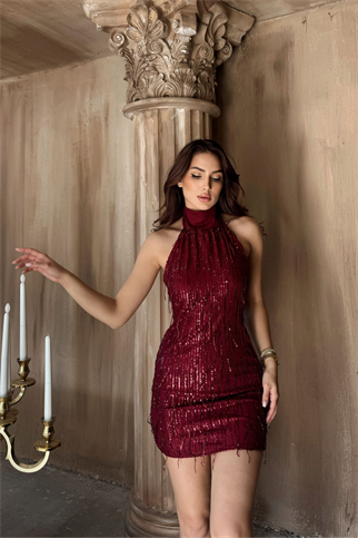 Elysia Tasarım Mini Elbise 583229 BORDO