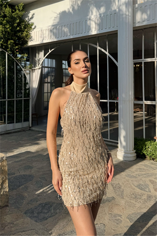Elysia Tasarım Mini Elbise 583229 GOLD