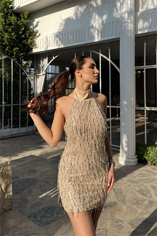 Elysia Tasarım Mini Elbise 583229 GOLD