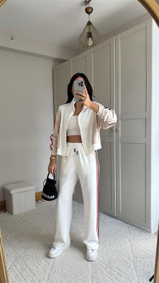 Evelyn Paça Şeritli İkili Takım 2629 BEJ