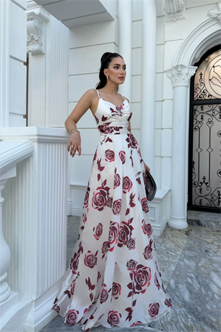 Feza Desenli Askı Detay Abiye 1093