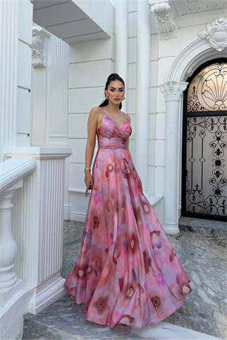 Feza Desenli Askı Detay Abiye 1093