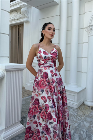 Feza Desenli Askı Detay Abiye 1093