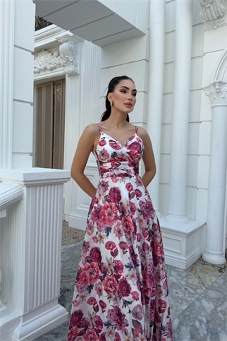 Feza Desenli Askı Detay Abiye 1093