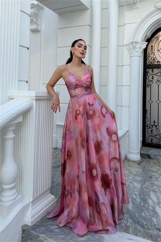 Feza Desenli Askı Detay Abiye 1093