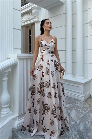 Feza Desenli Askı Detay Abiye 1093