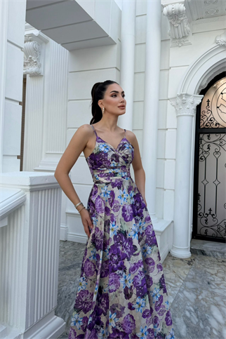Feza Desenli Askı Detay Abiye 1093