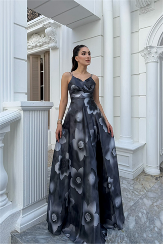 Feza Desenli Askı Detay Abiye 1093