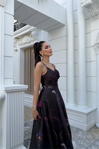 Feza Desenli Askı Detay Abiye 1093