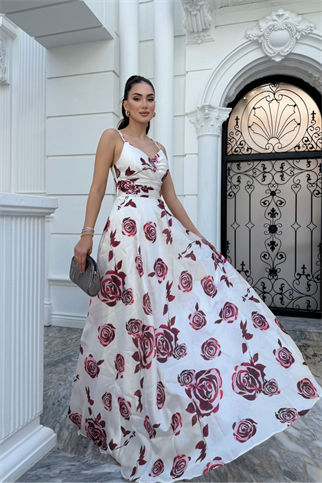 Feza Desenli Askı Detay Abiye 1093