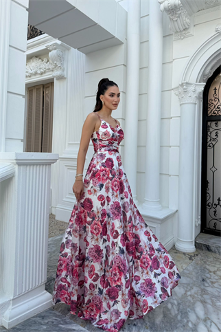 Feza Desenli Askı Detay Abiye 1093