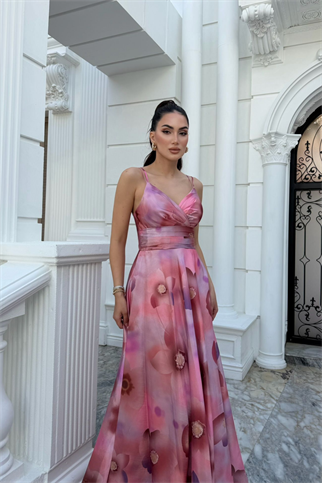 Feza Desenli Askı Detay Abiye 1093