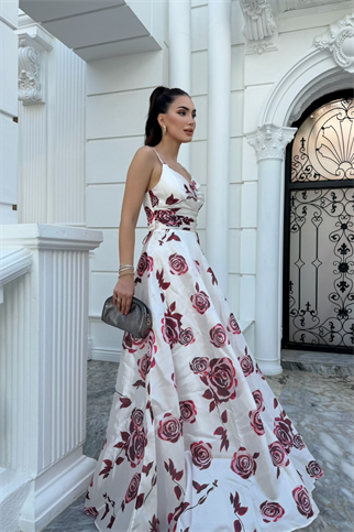 Feza Desenli Askı Detay Abiye 1093