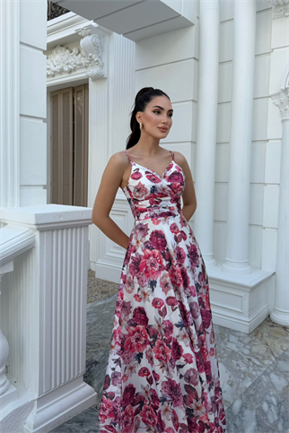 Feza Desenli Askı Detay Abiye 1093